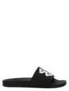 Balenciaga Black Sandals With Maxi Contrasting Logo In Tech Fabric Man