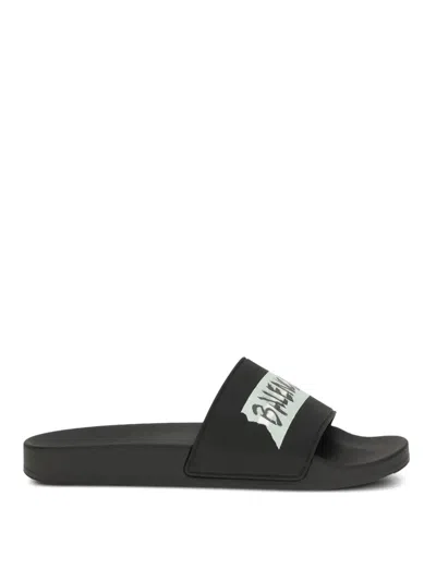 Balenciaga Pool Slide Sandals In Black