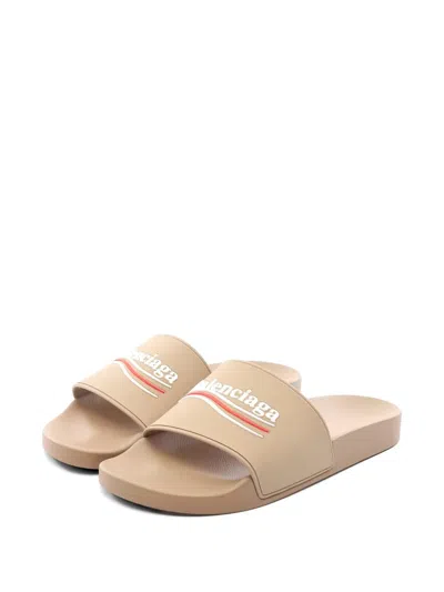 Pre-owned Balenciaga Pool Slide Sandals In Neutral
