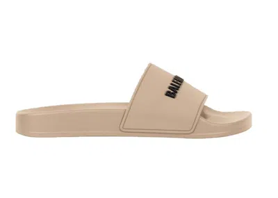 Pre-owned Balenciaga Pool Slide (women's) Sneakers In Beige/black