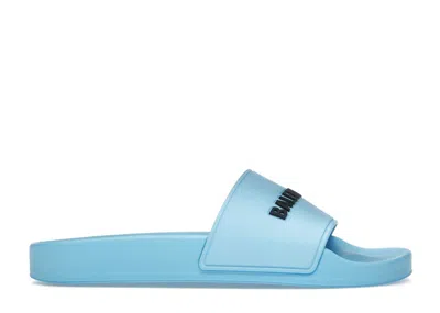 Pre-owned Balenciaga Pool Slide (womens) Sneakers In Blue Sky/black