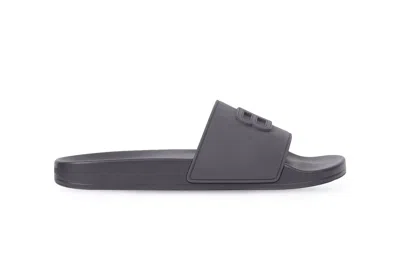 Pre-owned Balenciaga Pool Slides 3d Bb Logo Dark Grey
