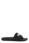 Balenciaga Embossed Logo Slip-on Sandals With Moulded Footbed In Black