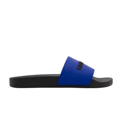 Pre-owned Balenciaga Pool Slides 'blue Black' | Men's Size 40