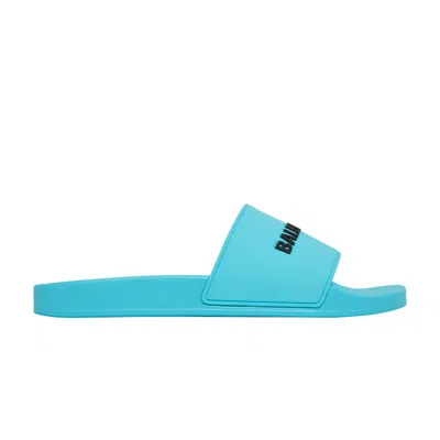 Pre-owned Balenciaga Pool Slides 'bright Blue' | Men's Size 41