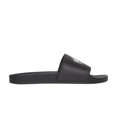 Pre-owned Balenciaga Pool Slides 'cities Paris - Black' | Men's Size 40