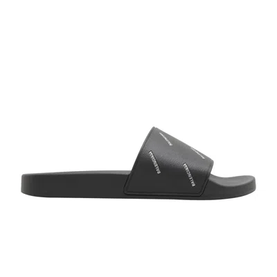 Pre-owned Balenciaga Pool Slides 'repeat Logo - Black Silver' | Men's Size 41