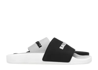 Pre-owned Balenciaga Pool Slides (women's) Sneakers In White/black In Multi