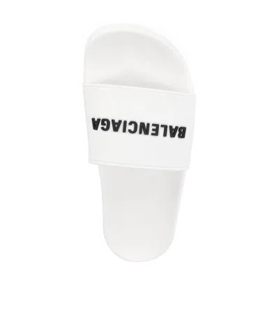 Balenciaga Pool Slipper Sandals In White