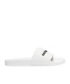 Balenciaga Lettering Logo Pool Slides In White