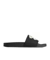 Balenciaga Black Sandals With Maxi Contrasting Logo In Tech Fabric Man In Black
