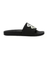 Balenciaga Black Sandals With Maxi Contrasting Logo In Tech Fabric Man