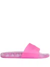 Balenciaga Pink Rubber Pool Transparent Slides Slippers In Tan