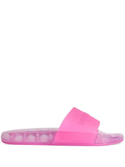 Balenciaga Pink Rubber Pool Transparent Slides Slippers