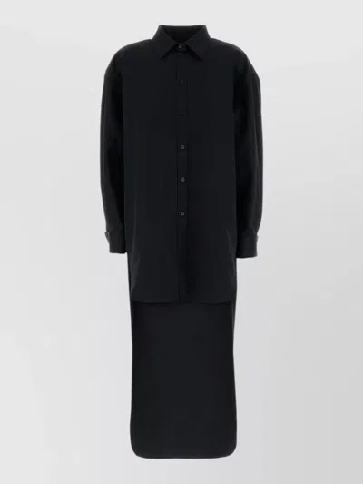 Balenciaga Poplin Shirt Collared Long Sleeves Maxi In Black
