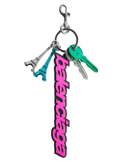 Balenciaga Motorcycle Keychain In Rubber In Metallic
