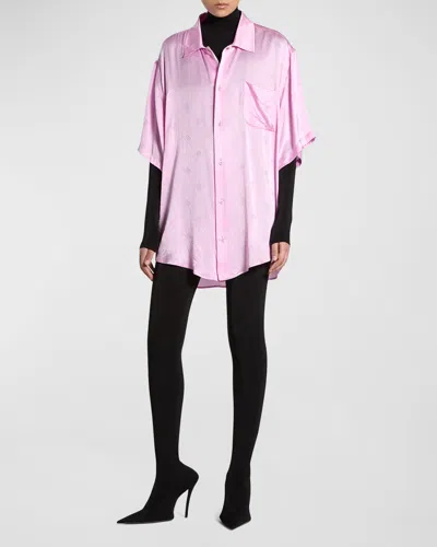 Balenciaga Silk Minimal Shirt In Pink