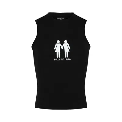 Pre-owned Balenciaga Pride 2022 Fitted Graphic Tank 'black/white' | Men's Size Xs