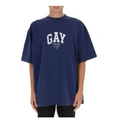 Balenciaga Pride T-shirt Boxy Fit 'navy' In Blue