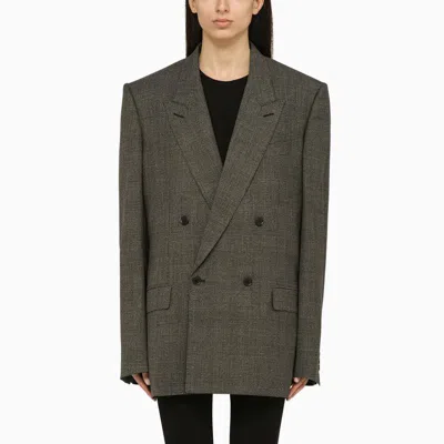 Balenciaga Prince Of Wales Double-breasted Jacket In Wool In Black