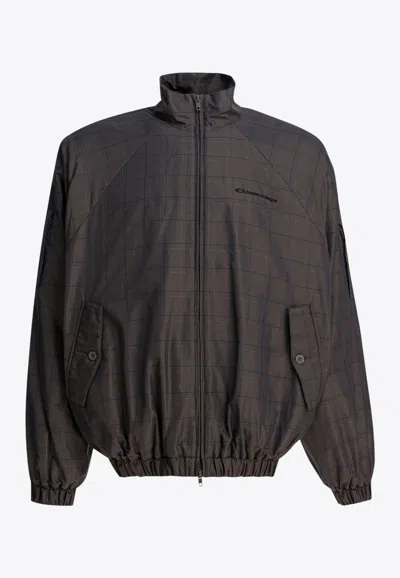 BALENCIAGA PRINCE OF WALES LIGHTWEIGHT ZIP-UP JACKET