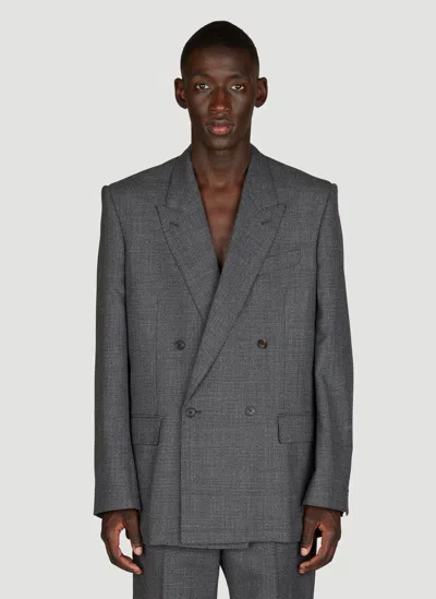 Balenciaga Prince Of Wales Regular Fit Blazer In Grey