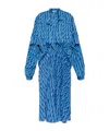 Balenciaga Midi Dress With Bow And Print In Blue