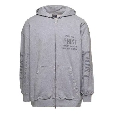 Balenciaga Print Zip-up Hoodie Small Fit 'grey'
