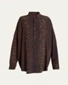 Balenciaga Printed Cocoon Silk Shirt In Brown
