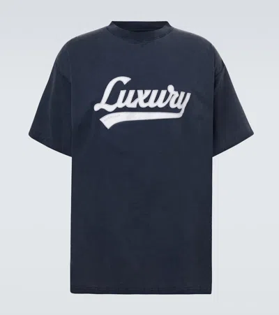 Balenciaga Printed Cotton Jersey T-shirt In Black
