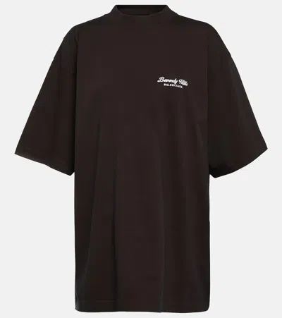 Balenciaga Printed Cotton Jersey T-shirt In Brown