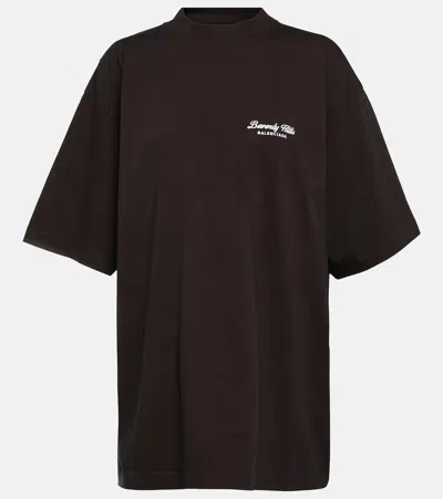 Balenciaga Printed Cotton Jersey T-shirt In Black