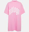 Balenciaga Oversized Cotton T-shirt With Graphic Contrast In Light Pink/white