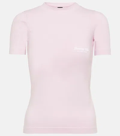 Balenciaga Printed Cotton Jersey T-shirt In Pink