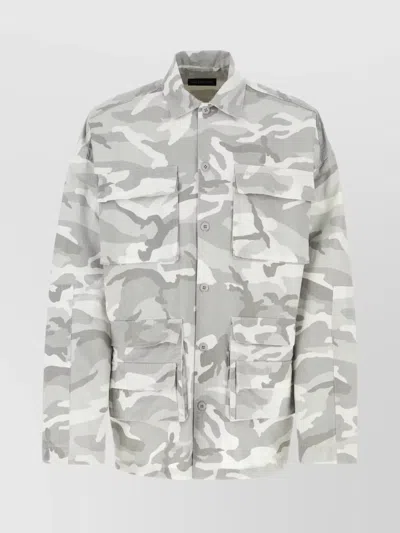 Balenciaga Printed Cotton Shirt In Metallic