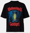 Balenciaga Medium Fit Graphic Crew Neck T Shirt In Black