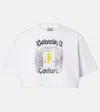 Balenciaga Cotton Salon De Couture Cropped T-shirt In White
