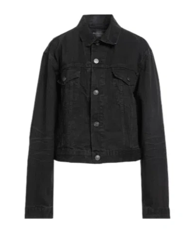Balenciaga Printed Denim Jacket In Black