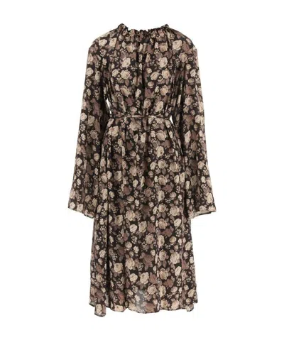 Balenciaga Printed Dress In Brown