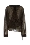 Balenciaga Printed Georgette Blouse In Brown