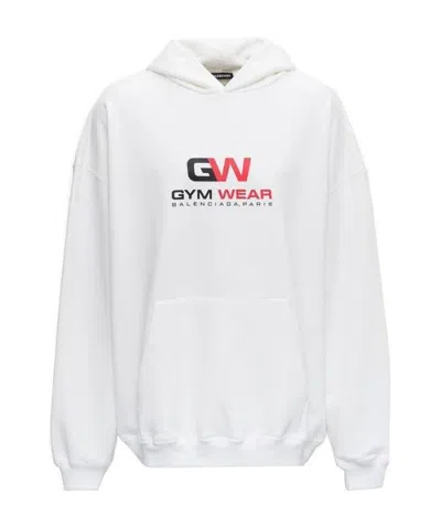 Balenciaga Printed Hooded Sweater In White