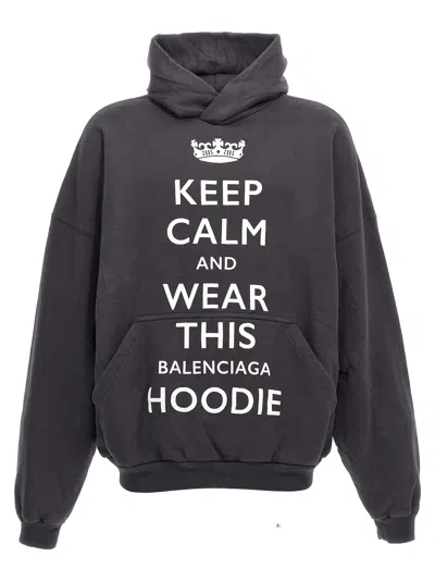 Balenciaga 'keep Calm' Hooded In Black