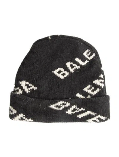 Pre-owned Balenciaga Printed Knit Beanie In Black