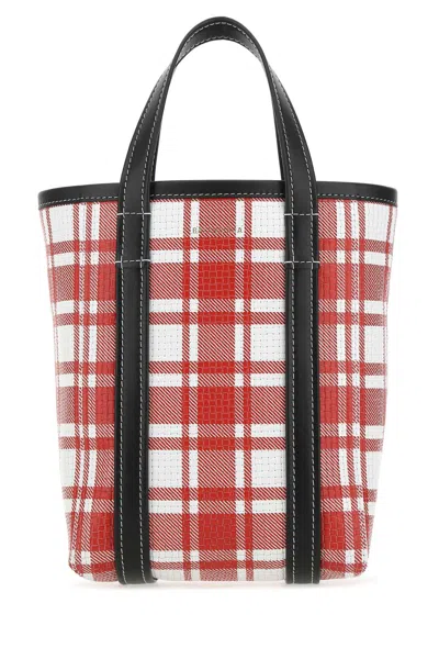 Balenciaga Printed Leather Small Barbes Shopping Bag In Red