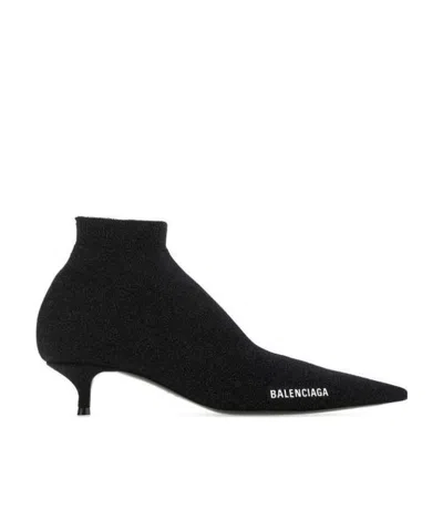Balenciaga Knitted Ankle Boots In Black
