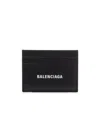Balenciaga Black Card Holder With Logo Lettering On The Front In Grained Leather Man In Black