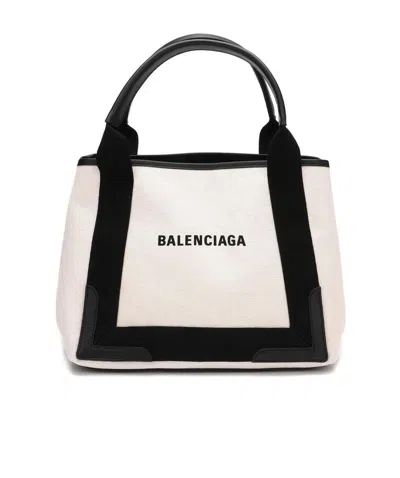 Balenciaga Printed Logo Two-toned Tote In Black