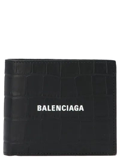 Balenciaga Printed Logo Wallet Wallets, Card Holders In White/black