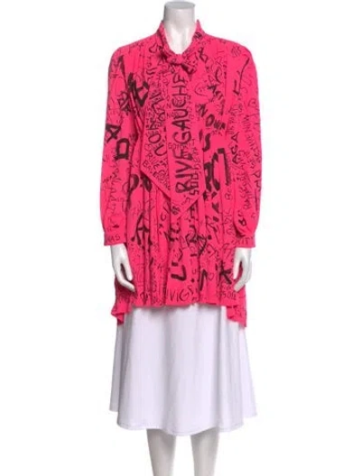 Pre-owned Balenciaga Printed Long Sleeve Tunic In Pink