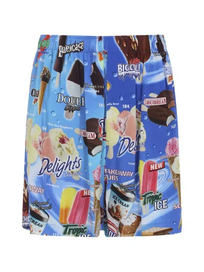 Balenciaga Lounge Shorts Graphic Print Sleepwear Style In Multi